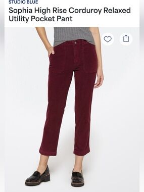 Corduroy Straight-Leg Pants in Burgundy
